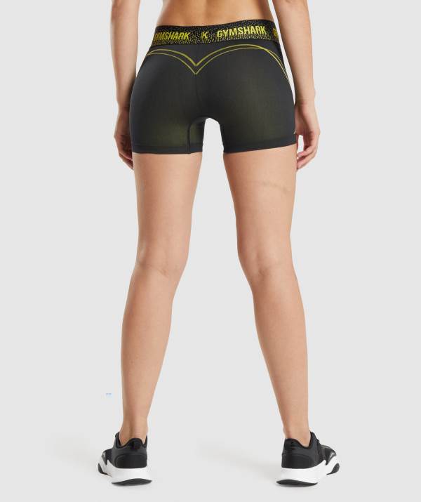 Damske Šortky Gymshark Apex Seamless Low Rise Čierne Žlté | CM7923105